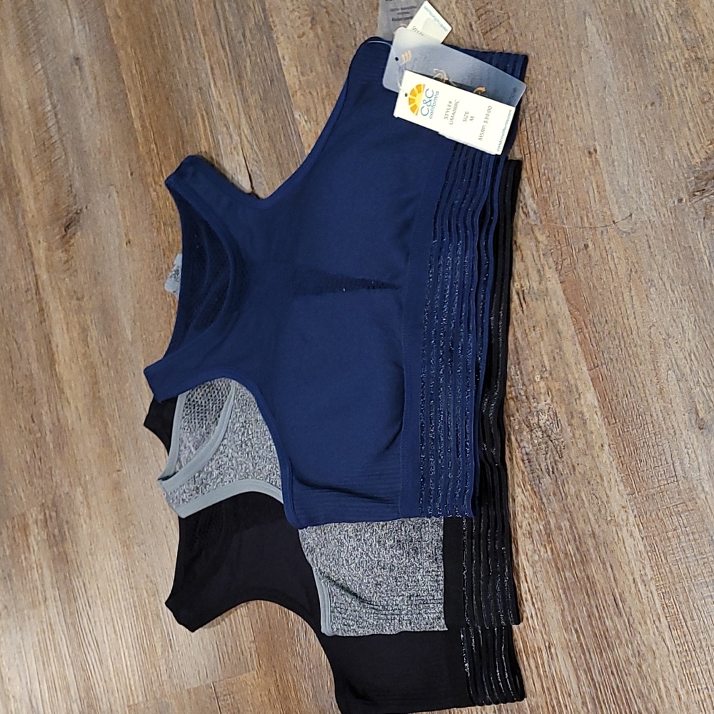 New w Tags C&C California Medium Sports Bra's with Removable Cups.